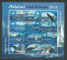 Aitutaki 2013 Whale & Dolphin Series II Sheet Of 12 Values MNH - Aitutaki