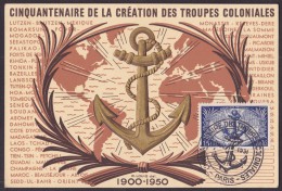 France N°889 - Carte Maximum - Troupes Coloniales - 1950-1959