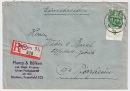 Bizone, 1948,84 Pf,  Netz-Aufdr. EF, Not-Reco-Zettel  " Bremen 3b " , #4305 - Cartas & Documentos