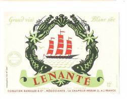 Etiquettes   De  Vin Blanc Sec -   Lenanté -  Donatien Bahuaud à La Chapelle Heulin (44)- Thème Bateau, Fruits De Mer - Segelboote & -schiffe