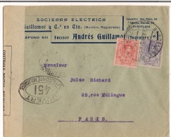 Lettre Publicitaire Espagne Barcelona 1917 Destination Paris + Censure - Marques De Censures Républicaines