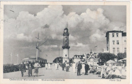 Rostock Ostseebad WARNEMÜNDE Bismarck Promenade Leuchtturm Lighthouse 17.6.1936 Gelaufen - Rostock