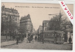 92- Ht.de Seine _Neully/ S /Seine _ Rue De Chartres - Station De Tramways  Animée Publicité - Asnieres Sur Seine