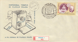 3318FM- POLAR PHILATELIC EXHIBITION, RACOVITA, SHIP, REGISTERED SPECIAL COVER, 1986, ROMANIA - Eventos Y Conmemoraciones