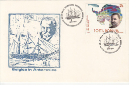 3325FM- BELGICA ANTARCTIC EXPEDITION, SHIP, PENGUINS, EMIL RACOVITA, SPECIAL COVER, 1989, ROMANIA - Antarktis-Expeditionen