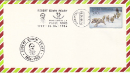 3328FM- ROBERT EDWIN PEARY, ARCTIC EXPEDITION, DOG SLED, SPECIAL POSTMARKS AND STAMP ON COVER, 1984, ROMANIA - Arctische Expedities