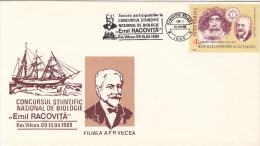 3330FM- EMIL RACOVITA, POLAR EXPLORER, SHIP, SPECIAL COVER, 1989, ROMANIA - Polarforscher & Promis