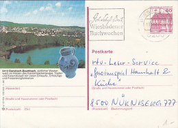 33733- TOWN PANORAMA, LAKE, PORCELAIN JUG, CASTLE, POSTCARD STATIONERY, 1987, GERMANY - Cartes Postales Illustrées - Oblitérées