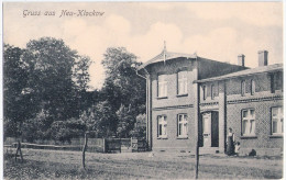 Gruss Aus Neu Klockow Kr Parchim Einzelhaus Mit Bewohner Davor 12.9.1908 Gelaufen - Parchim