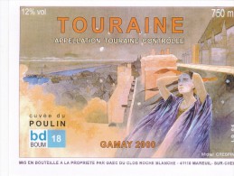 Etiquette Vin CRESPIN Michel Festival BD Blois 2001 (troubadour) - Arte Della Tavola