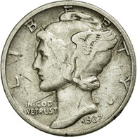 Monnaie, États-Unis, Mercury Dime, Dime, 1937, U.S. Mint, Philadelphie, TTB - 1916-1945: Mercury (Mercurio)