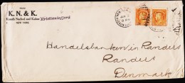 1916. 2x 10 CENTS Perfin KNK. K.N. & K. Knauth Nachod And Kuhne, New York. NEW YORK HUD... (Michel: ) - JF177307 - Postal History