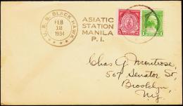 1934. U.S.S. BLACK HAWK FEB 12 1934 ASIATIC STATION MANILA P.I. 2 + 1 C.  (Michel: 324) - JF177427 - Marcophilie