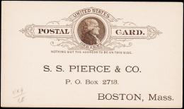 188?. UNITED STATES POSTAL CARD ONE CENT S.S. PIERCE & Co.  (Michel: ) - JF177364 - Altri & Non Classificati