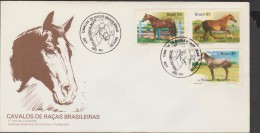 O) 1985 BRAZIL, HORSE BREEDS, FDC SLIGHT TONED, XF - FDC