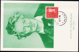 1949. AUGUST STRINDBERG 20 ÖRE STOCKHOLM 22.1.49. MAXICARD. (Michel: 346) - JF177556 - Maximum Cards & Covers