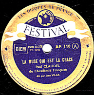 78 Trs 30 Cm état TB - PAUL CLAUDEL - LA MUSE QUI EST LA GRACE Jean VILAR - L'ANNONCE FAITE A MARIE Maria CASARÈS - 78 T - Disques Pour Gramophone