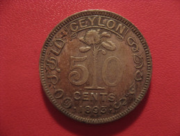 Ceylon - 50 Cents 1893 Victoria 3371 - Sri Lanka