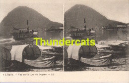 CPA CARTE STEREOSCOPIQUE STEREO L'ITALIE  VUE SUR LE LAC DE LUGANO - Cartes Stéréoscopiques