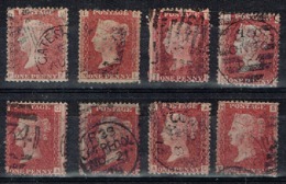 Grande-Bretagne - 1858 - Y&T 8 X N° 26, Planches 105, 120, 121, 184, 192, 195, 200, 203 - Used Stamps