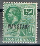 Sello 1/2 D. MONTSERRAT.  War Stamp Surcharged , Num 53 * - Montserrat