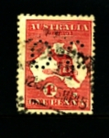 AUSTRALIA - 1913  KANGAROO  1 D.  DIE IIA 1st  WATERMARK  PERFORATED SMALL OS  FINE USED  SGO17e - Servizio