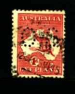 AUSTRALIA - 1913  KANGAROO  1 D.  DIE IIA 1st  WATERMARK  PERFORATED SMALL OS  FINE USED  SGO17e - Dienstzegels