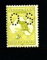 AUSTRALIA - 1915  KANGAROO  3 D.  3rd  WATERMARK  PERFORATED SMALL OS  MINT NH  SGO45 - Service