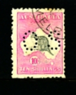 AUSTRALIA - 1917  KANGAROO  10/   3rd  WATERMARK  PERFORATED SMALL OS  CTO FINE USED  SGO51 - Dienstzegels