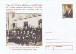 33858- ALBERT EINSTEIN,  NICOLAE TITULESCU, COOPERATION COMMITTEE, COVER STATIONERY, 2002, ROMANIA - Albert Einstein