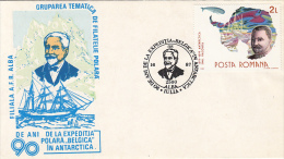 33873- BELGICA ANTARCTIC EXPEDITION, SHIP, RACOVITA, PENGUINS, SPECIAL COVER, 1987, ROMANIA - Expéditions Antarctiques