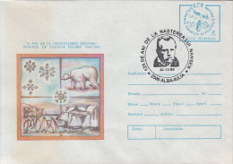 33887- NANSEN POLAR EXPLORER, POLAR BEAR, PENGUINS, COVER STATIONERY, 1986, ROMANIA - Explorateurs & Célébrités Polaires