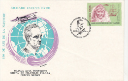 33890- IRICHARD E. BYRD, POALR EXPLORER, PLANE, SPECIAL COVER, 1988, ROMANIA - Esploratori E Celebrità Polari