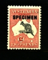AUSTRALIA - 1930  KANGAROO  £ 2  SMALL MULTIPLE  WATERMARK  OVERPRINTED  SPECIMEN Type D MINT NH  SG114 - Ungebraucht