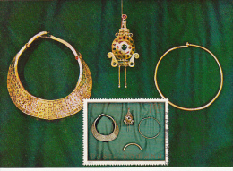 34006- PIETROASA TREASURE, GOLD FIBULAE AND NECKLACES, ARCHAEOLOGY, MAXIMUM CARD, OBLIT FDC, 1973, ROMANIA - Archéologie