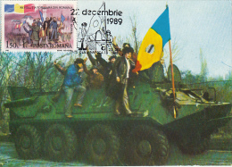 34033- ROMANIAN 1989 REVOLUTION, ARMY VEHICLE, MAXIMUM CARD, 1990, ROMANIA - Cartoline Maximum