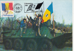34034- ROMANIAN 1989 REVOLUTION, ARMY VEHICLE, MAXIMUM CARD, 1990, ROMANIA - Cartes-maximum (CM)