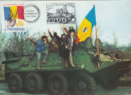 34040- ROMANIAN 1989 REVOLUTION, ARMY VEHICLE, MAXIMUM CARD, 1990, ROMANIA - Cartes-maximum (CM)