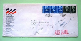 Hong Kong 1980 Cover To USA - Queen Stamp Machin Type - Custom C1 Declaration On Back - Cartas & Documentos