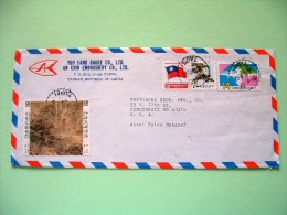 Taiwan 1988 Cover To USA - Plane Airport Scenery Landscape Flag Tree - Storia Postale