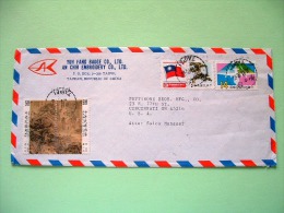 Taiwan 1988 Cover To USA - Plane Airport Scenery Landscape Flag Tree - Cartas & Documentos