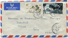 OCEANIE LETTRE PAR AVION DEPART PAPEETE ILE TAHITI 23-8-1956 POUR LA FRANCE - Covers & Documents