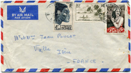 OCEANIE LETTRE PAR AVION DEPART VAITEPAUA 18-4-1957 ILE MAKATEA POUR LA FRANCE - Cartas & Documentos