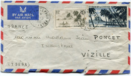 OCEANIE LETTRE PAR AVION DEPART VAITEPAUA 5-7-1956 ILE MAKATEA POUR LA FRANCE - Covers & Documents