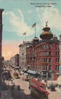 Massachusetts Springfield Main Street Looking North Trolleys - Springfield