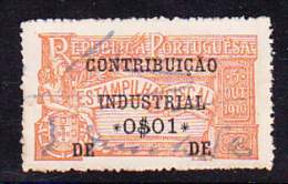 REPUBLICA PORTUGUESA - CONTRIBUIÇÃO INDUSTRIAL / ESTAMPILHA FISCAL - 0$01 - Usati