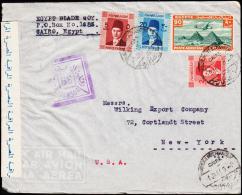 1941. 90 + 2 + 5 + 20 M. CAIRO 9.JAN 41. To New York, USA. CENSOR 66.  (Michel: 181+) - JF181674 - Storia Postale