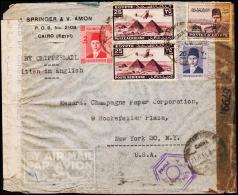 1944. 2 + 20 + 100 + 2x 25 M. CAIRO 21.II.44. To New York, USA. BY CLIPPERMAIL. Censor.  (Michel: 263) - JF181676 - Storia Postale