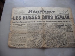 Resistance  La Voix De Paris   Lundi  23 Avril  1945 - Otros & Sin Clasificación