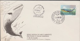 O) 1977 BRAZIL, , PRESERVATION OF NATURE, BLUE WHALE,  CETACEAN - BALAENOPTERA MUSCULUS, FDC XF - FDC
